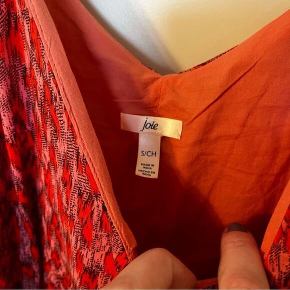 Joie Red Patterned Cotton Midi Dress - Picture 5 of 7